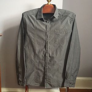 Kenneth Cole REACTION Black & Gray Plaid Shirt